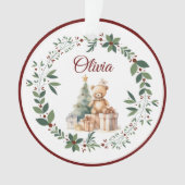名前かわいいテディクリスマスツリーアクリルオーナメント オーナメント (正面)