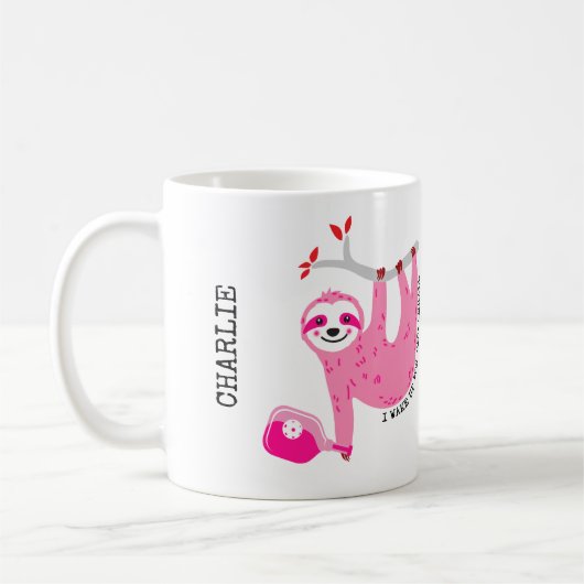 名前🦥かわいいピンクのピックボールのナマズ🦥 コーヒーマグカップ (左)
