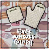 名前かわいいフローラデイジーパターン 鍋つかみ&鍋敷きセット