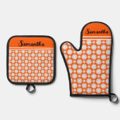 名前かわいいフローラデイジーパターン 鍋つかみ&鍋敷きセット (正面)