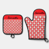 名前かわいいフローラデイジーパターン 鍋つかみ&鍋敷きセット (正面)