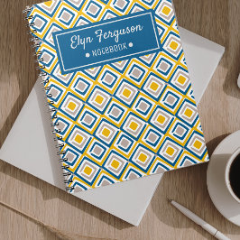 名前かわいらしパーソナライズされた青の民族パターン ノートブック