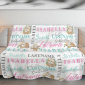 名前かわいらし付きスロッスブランケストライプット フリースブランケット