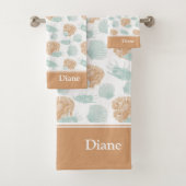 名前かわいらし付き海シーシェルパターン バスタオルセット (インサイチュ)