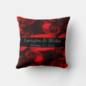 名前か記念日-深紅色のバラの花束[a] クッション (裏面)