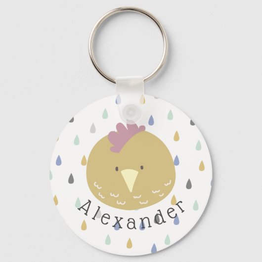 名前がカスタマイズできるかわいいひよこ キーホルダー (正面)