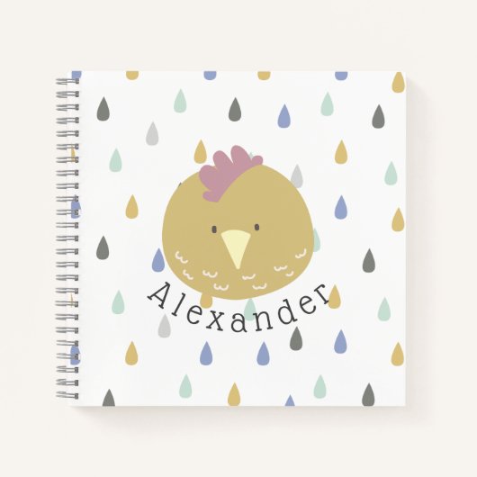 名前がカスタマイズできるかわいいひよこ ノートブック (正面)