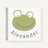 名前がカスタマイズできるかわいいカエル ノートブック (正面)