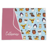 名前がサングラスに登場するかわいい動物たち ラージペーパーバッグ (正面)