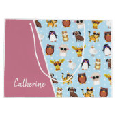 名前がサングラスに登場するかわいい動物たち ラージペーパーバッグ (裏面)