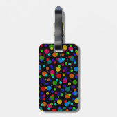 名前がパーソナライズされた黒い虹の水玉模様 ラゲッジタグ (裏面縦)