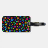 名前がパーソナライズされた黒い虹の水玉模様 ラゲッジタグ (裏面横)