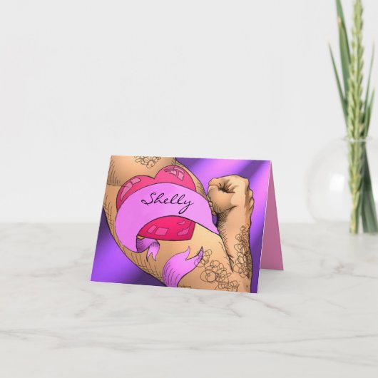 名前がリボンに入るハートタトゥーバレンタインカード シーズンカード (正面)