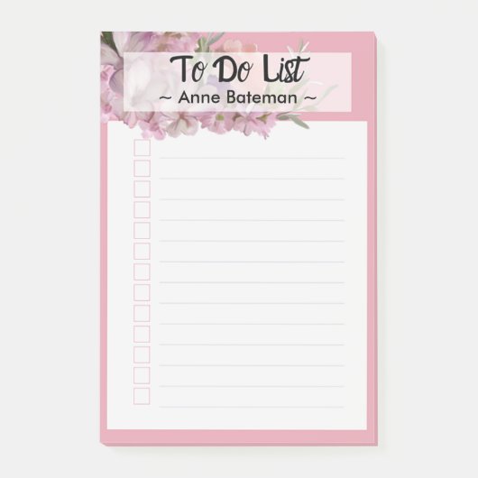 名前が並んだリストを実行するにはデザインピンクの花 ポストイット (正面)