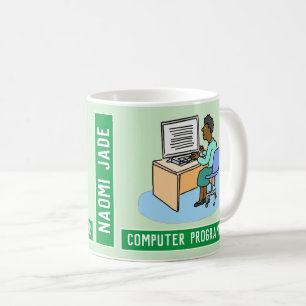 名前が付いた黒い女性のコンピュータープログラマ。 コーヒーマグカップ