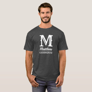 名前が入ったおしゃれなグレイのウェディングシャツ Tシャツ