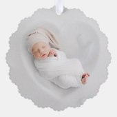 名前が写真の初めてのクリスマス オーナメントカード (裏面)