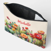 名前が大きい美しい花のサボテン アクセサリーポーチ (見開き)