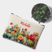 名前が大きい美しい花のサボテン アクセサリーポーチ