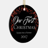 名前が日付のカップル初めてのクリスマス セラミックオーナメント (右)