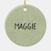 名前が緑のハンガリーのVizslaポインタ犬の頭 セラミックオーナメント (裏面)