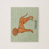 名前が緑のハンガリービズラキュートポインタードッグ ジグソーパズル (縦)