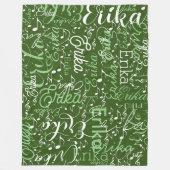 名前が緑の音楽ノート フリースブランケット (正面)