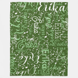 名前が緑の音楽ノート フリースブランケット