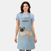 名前が青の子犬かわいい漫画の犬 エプロン (着用した状態)