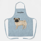名前が青の子犬かわいい漫画の犬 エプロン (正面)