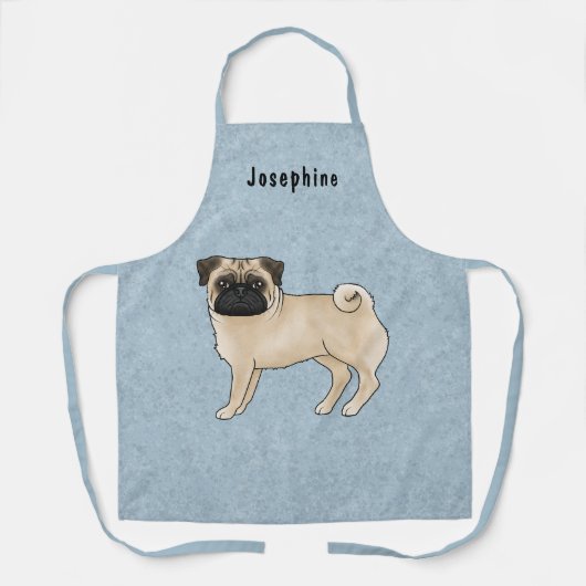 名前が青の子犬かわいい漫画の犬 エプロン (正面)