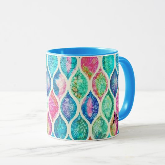 名前が青の彼女のコーヒーカップのためのパーソナライズされた贈り物 マグカップ (正面右)