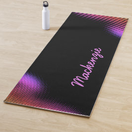 名前が黒のピンクのドットパターン ヨガマット