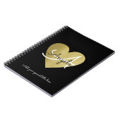 名前が黒モダンのハートを好むモノグラム ノートブック (左側)