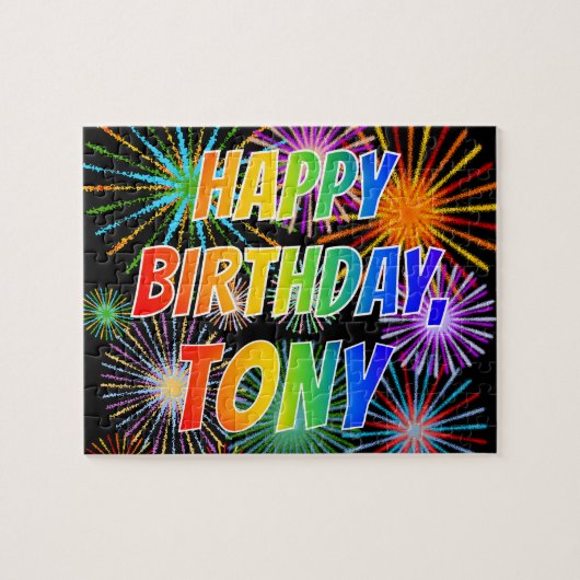 名前が"TONY"さんでお祝い"HAPPY+BIRTHDAY" ジグソーパズル (横)