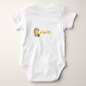 名前がEで始まるベビーのDinoアルファベット ベビーボディスーツ (裏面)