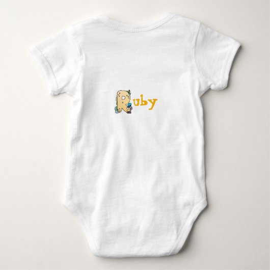 名前がRで始まるベビーのDinoアルファベット ベビーボディスーツ (裏面)