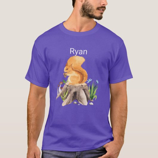 名前がRyanの森の動物リス女子 Tシャツ (正面)