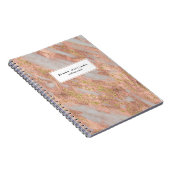 名前きらめく付きピンク大理石抽象芸術パターン ノートブック (右側)