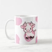 名前つきイチゴ牛かわいいピンクのマグカップ コーヒーマグカップ (左)