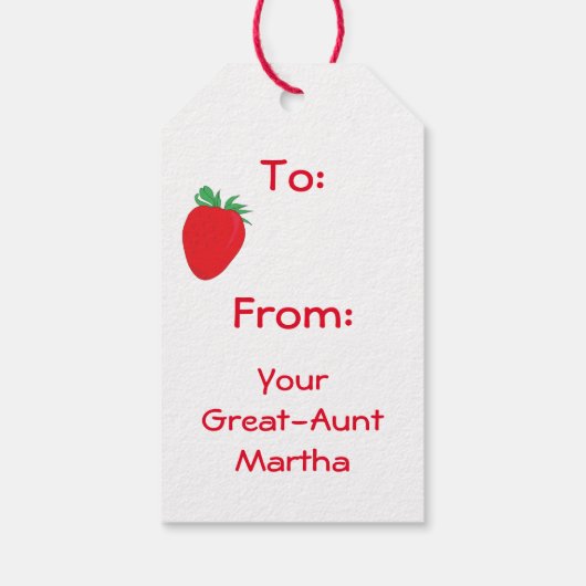 名前つきストロベリーパターン文字 ギフトタグ (裏面)