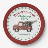 名前でツリーのクリスマスパーティーをトリミングする ペーパープレート (正面)