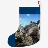 名前でパーソナライズ,おもしろい顔クリスマスホース スモールクリスマスストッキング (裏面)