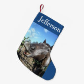 名前でパーソナライズ,おもしろい顔クリスマスホース スモールクリスマスストッキング (正面 (吊り時))