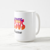名前でパーソナライズJesus Loves You Mug コーヒーマグカップ (正面右)