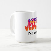 名前でパーソナライズJesus Loves You Mug コーヒーマグカップ (正面左)