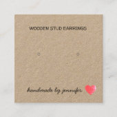 名前で手作りのハートが大好きでイヤリングスタッドホルダー スクエア名刺 (正面)