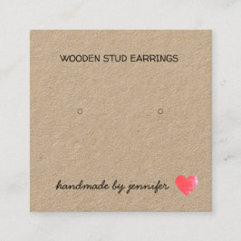 名前で手作りのハートが大好きでイヤリングスタッドホルダー スクエア名刺