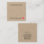 名前で手作りのハートが大好きでイヤリングスタッドホルダー スクエア名刺 (正面/裏面)