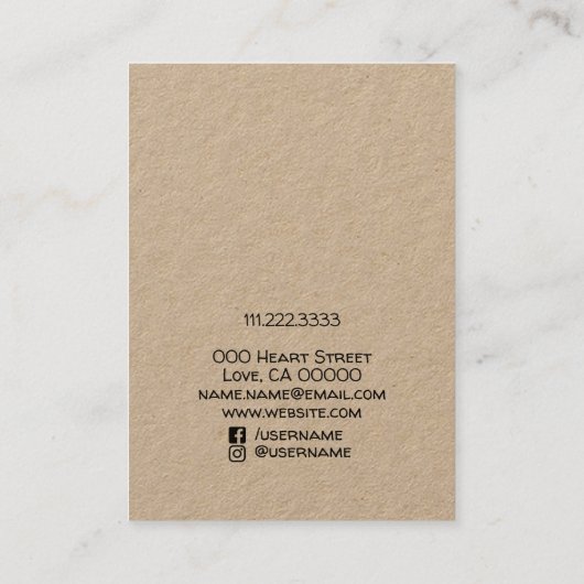 名前で手作りのハートクリップホルダーが大好き 名刺 (裏面)